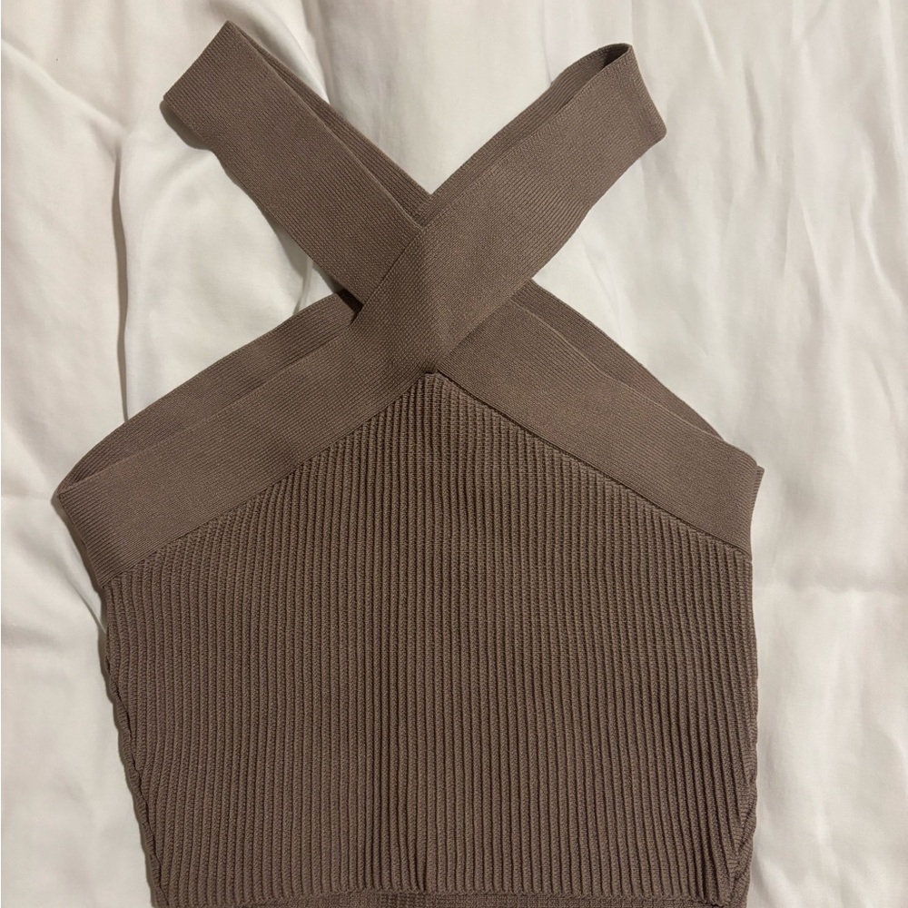 Aritzia Babaton Brown Halter Crop Top - Picture 3 of 4